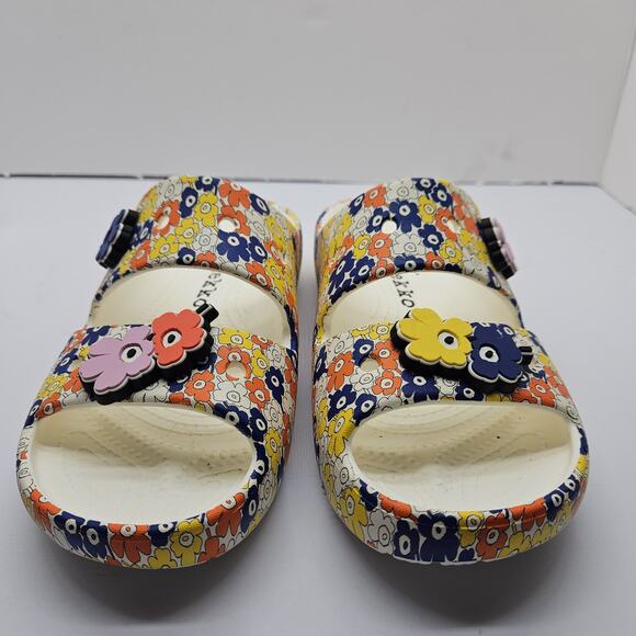 Crocs Marimekko Classic Sandal Slides Floral 70s Hippie W7 M5 Worn 1x - Picture 3 of 7